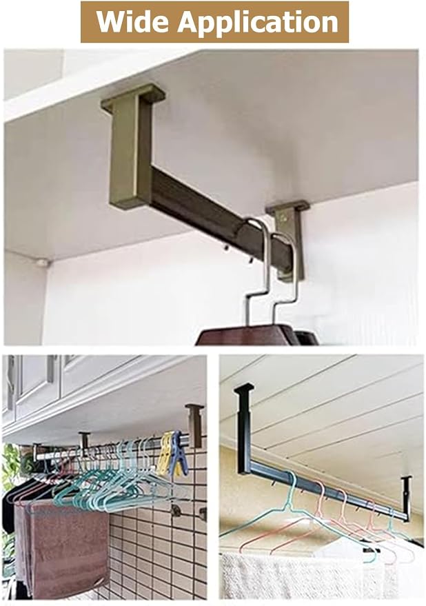 Closet Rod Adjustable Height Clothes Hanging Bar - Image 8