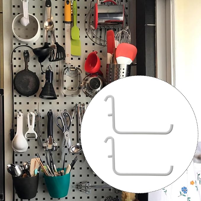 4pcs White Metal Pegboard Bracket Hooks - Image 4