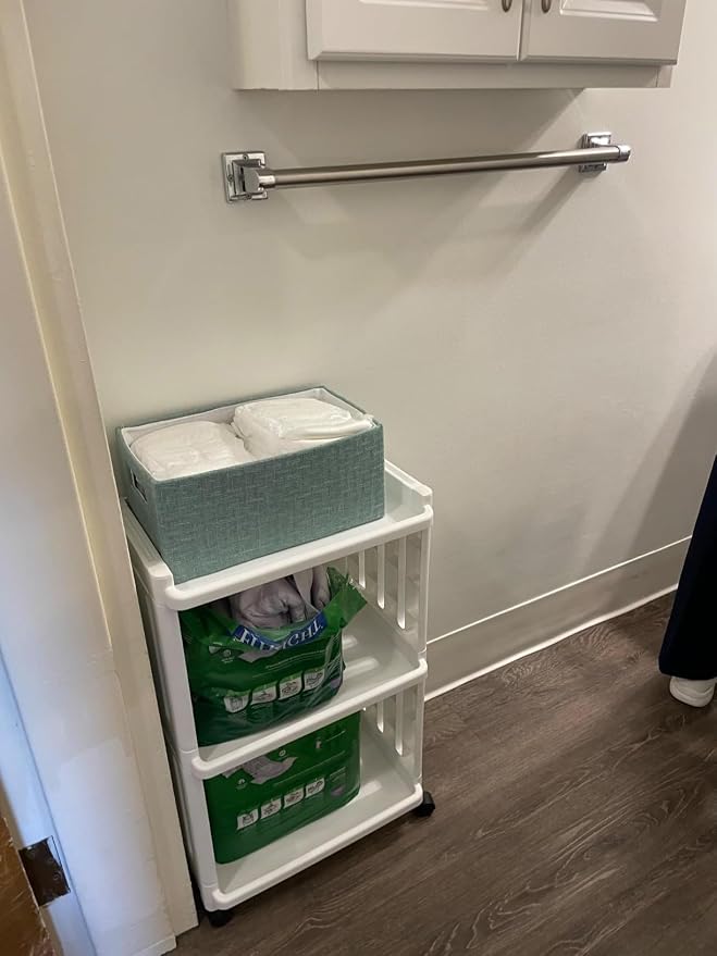 3 Tier Rolling Storage Cart for Bathroom Toilet Side Storage Shelf - Image 3