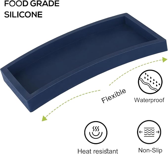 Small Silicone Bathroom Vanity Tray Rectangle Soap and Sponge Holder Kitchen - Image 4
