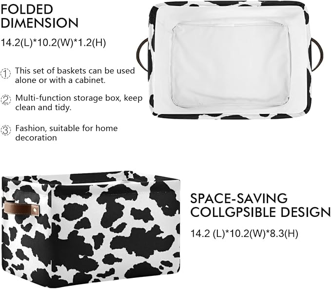 Storage Bins Cow Print Storage Basket Animal Milk Collapsible Storage Box - Image 2