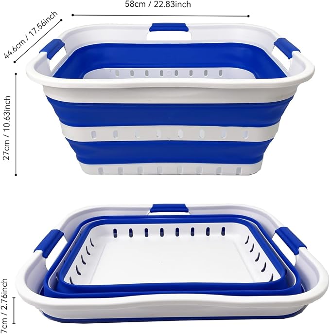 SAMMART 42L Set of 2 Plastic Foldable Storage Basket/Container - Image 3