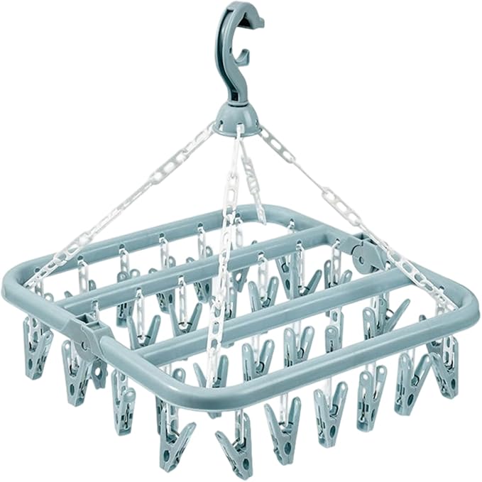 High-Capacity 32 Hook Garment Rack | Compact Foldable Design | Windproof - Image 5