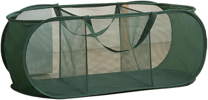 Mesh Laundry Hamper Basket, Sturdy 3 Compartments Laundry Basket, Foldable Pop by TANOVCEP