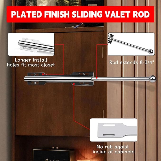 Closet Valet Rod Slide Out, Closet Pull Out Rod - Image 4