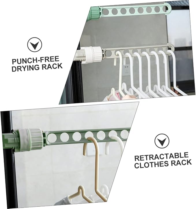 2pcs Shrinkage Clothing Rack Window Laundry Hanger Drying Rack Space Saving - Image 4