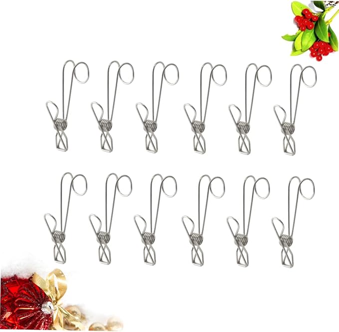 Cabilock 24pcs Space Saving Pants Hangers Clothes Clips Hooks Wire Clip - Image 5