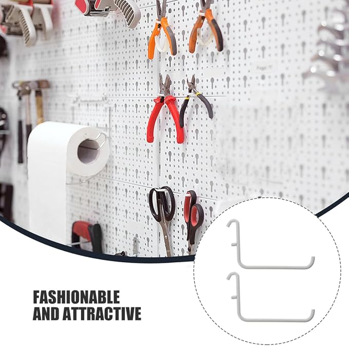 4pcs White Metal Pegboard Bracket Hooks - Image 7