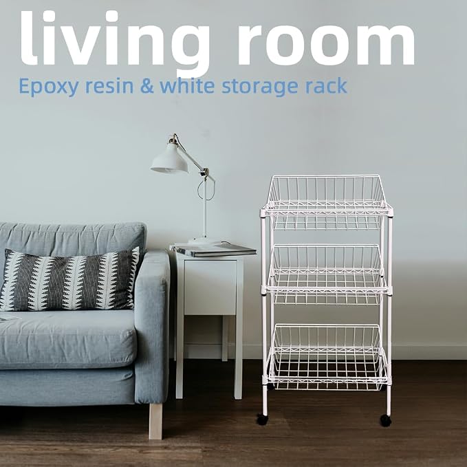 NSF white 3-layer storage rack, kitchen basket rack, vegetable tableware sorting - Image 6