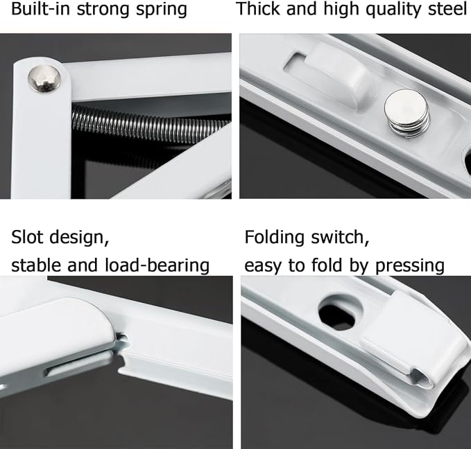 90 Degrees Folding Wall Table Hinges, 12 In Laundry Folding Table Hinge - Image 4