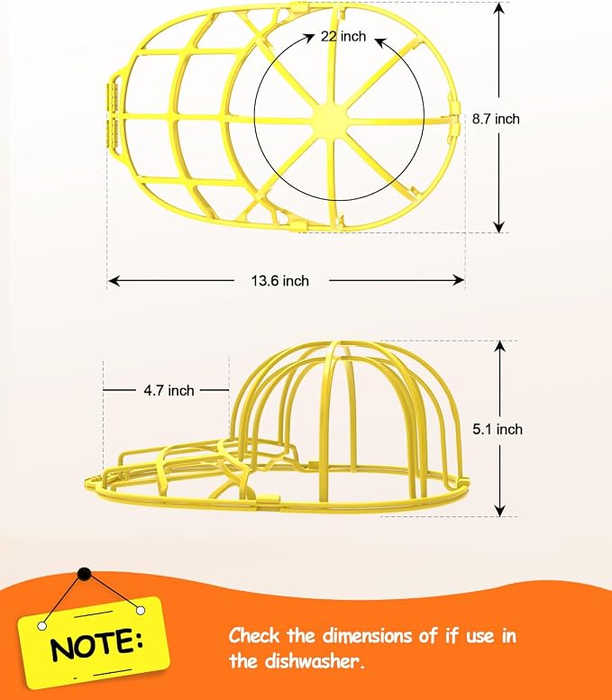 XQXA 2-Pack Baseball Hat Washer Cage | Machine-Washable Cap Cleaner Frame - Image 6