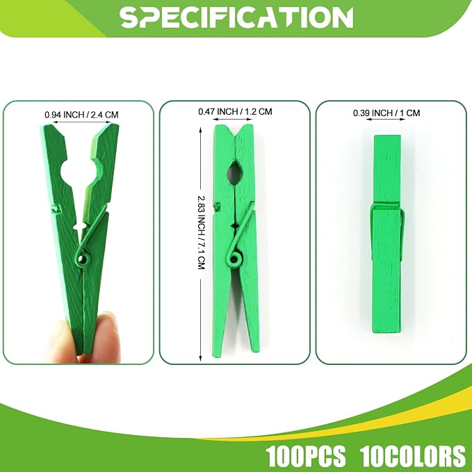 100 Pcs Colored Clothes Pins Wooden, Colored Clothespins - Image 7