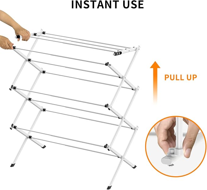 3 Tier Clothes Drying Rack, Foldable Drying Rack Clothing, Indoor & Outdoor - Image 7