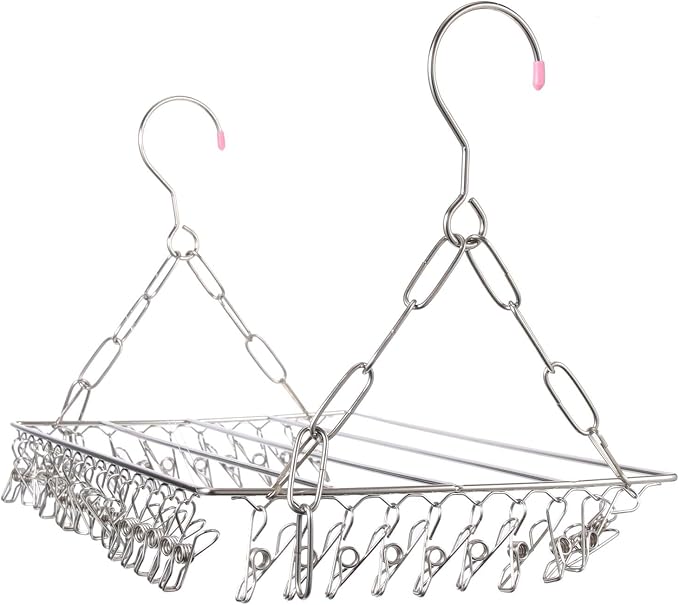 Uonlytech Multi-Purpose 36-Clips Stainless Steel Hanging Drying Rack Windproof by UONLYtech