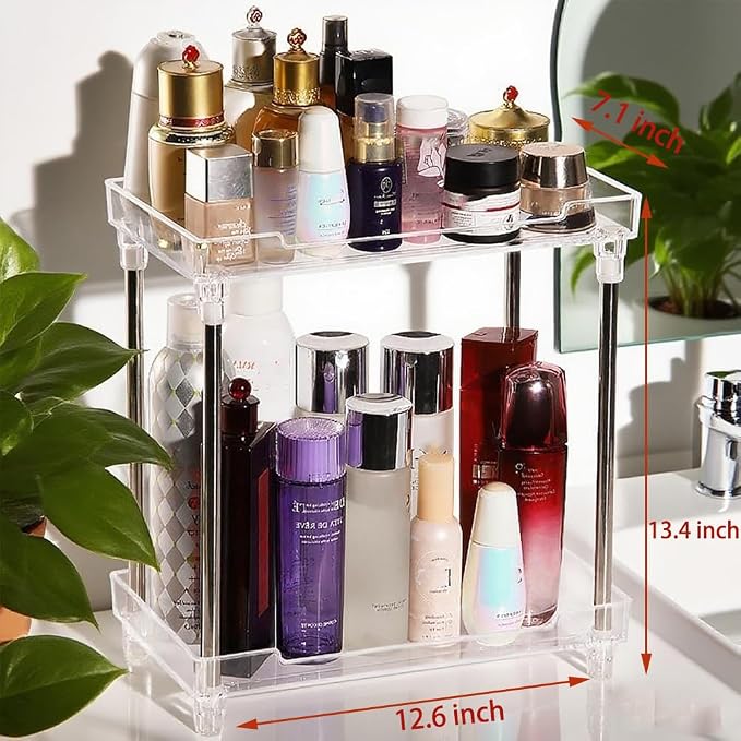 Body Spray Organizer, 2 Tier Bathroom Counter Organizer Acrylic Clear Corner - Image 2