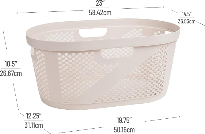 Mind Reader 40L Laundry Basket, Clothes Hamper, Premium Wicker Design - Image 3