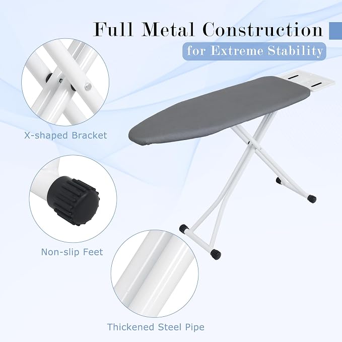 Ironing Board 48" x 13" with Iron Rest, 7-Level Height Adjustable, Heavy Duty - Image 6
