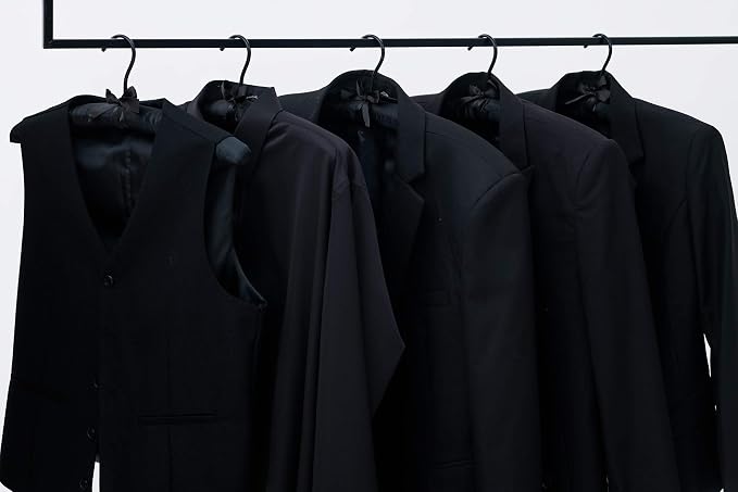 Black Satin Padded Sweater Hangers 5 Pack, Blouse Hanger - Image 6