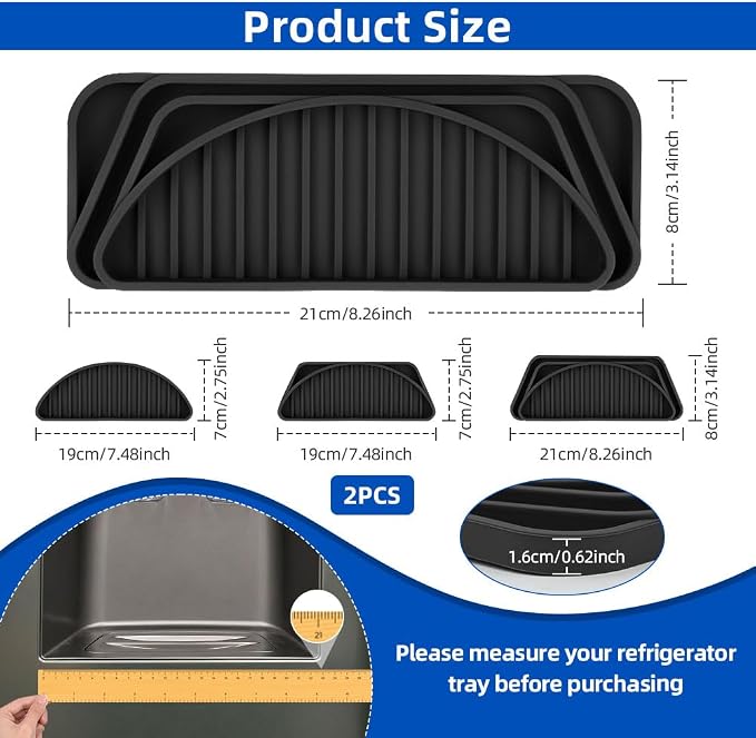 Silicone Refrigerator Drip Tray 2 Pack, Cuttable Water Dispenser Drip Collector - Image 2