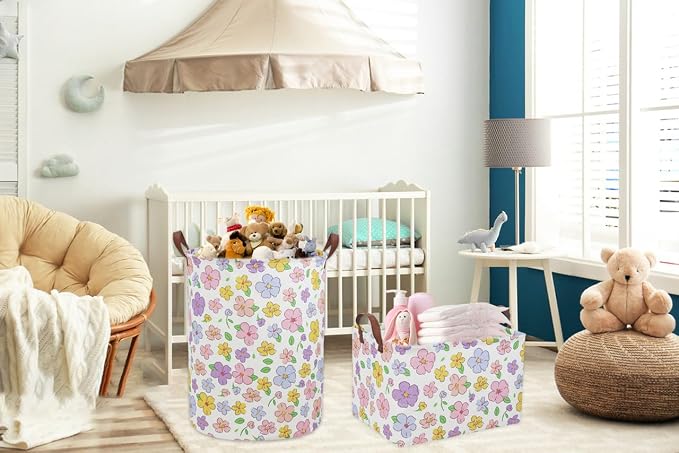 Kids Laundry Hamper, Flower Laundry Basket Collapsible Girls Storage Baskets - Image 2