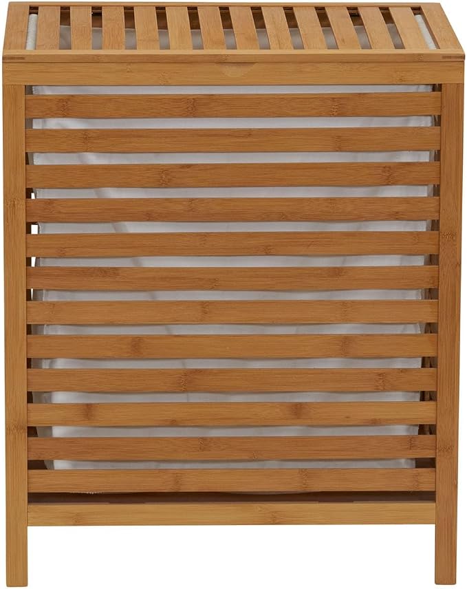 Household Essentials Bamboo Laundry Hamper, Slated Hamper - Image 6