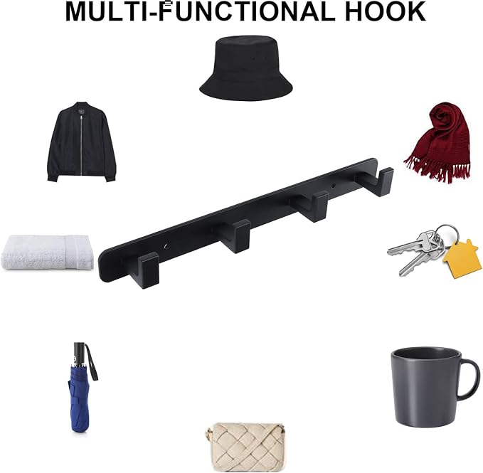 Coat Rack, Heavy Duty Stainless Steel 4 Tri Coat Hook Hanger, Wall Mounted Wall - Image 4