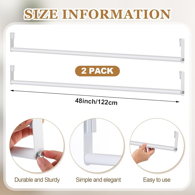 2 Pack Wire Shelving Garment Hanger Bar Wire Shelving Accessories Industrial - Image 2
