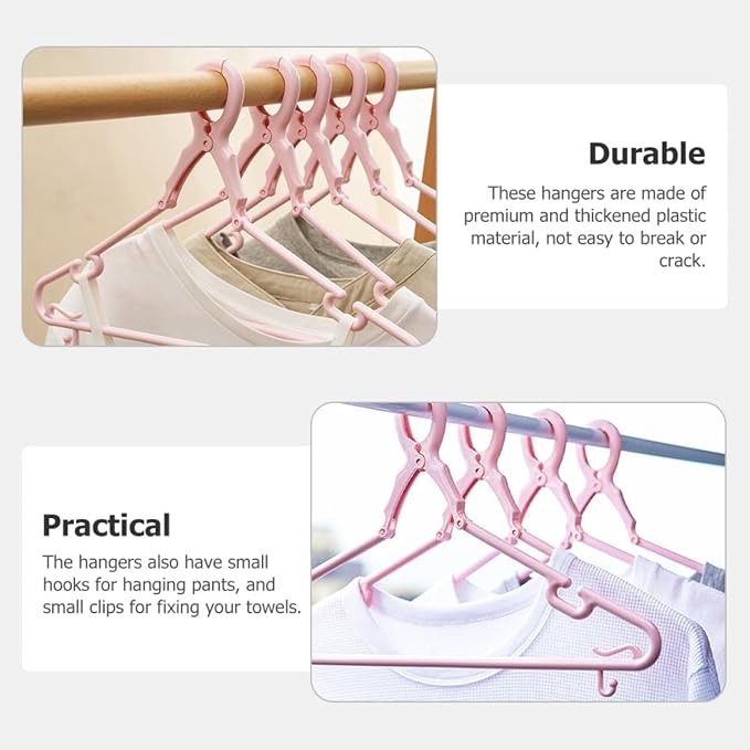 Housoutil Windproof Plastic Clothes Hangers Set of 5, Thick Multipurpose Coat - Image 3