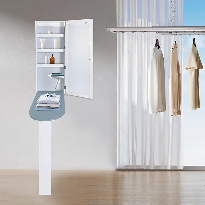 Wall-Mounted Ironing Board Cabinet, Swivel Ironing Board Closet - Image 5