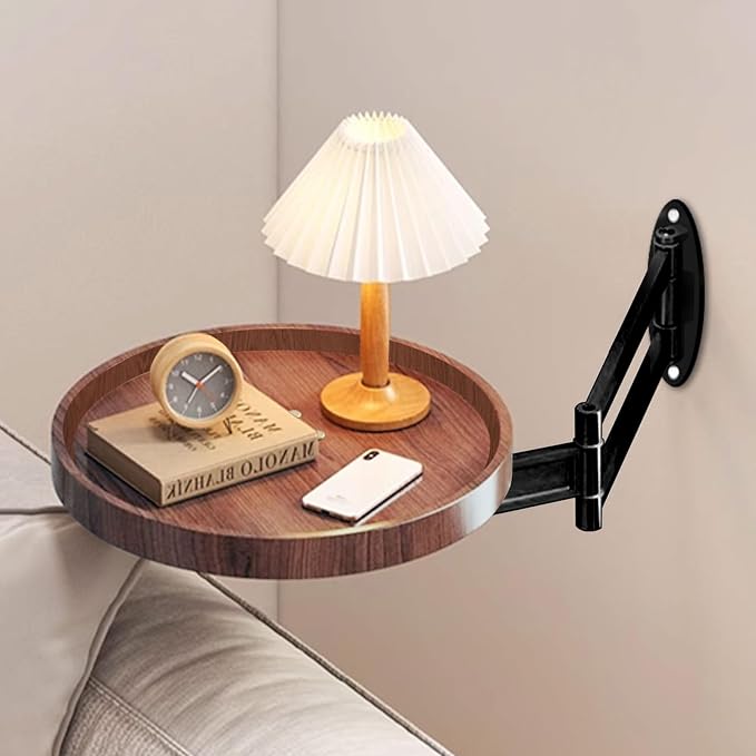 Lefedrasticity Wall Mounted Folding Round Table Small Folding Desk Walnut by Lefedrasticity