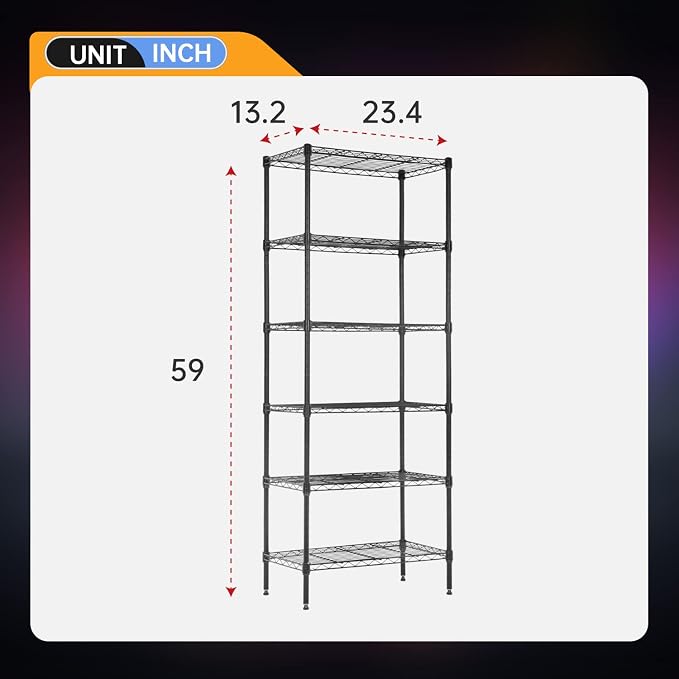 Meet perfect 6-Tier Wire Shelving Unit, 900LBS Heavy Duty Metal Storage Shelves - Image 3