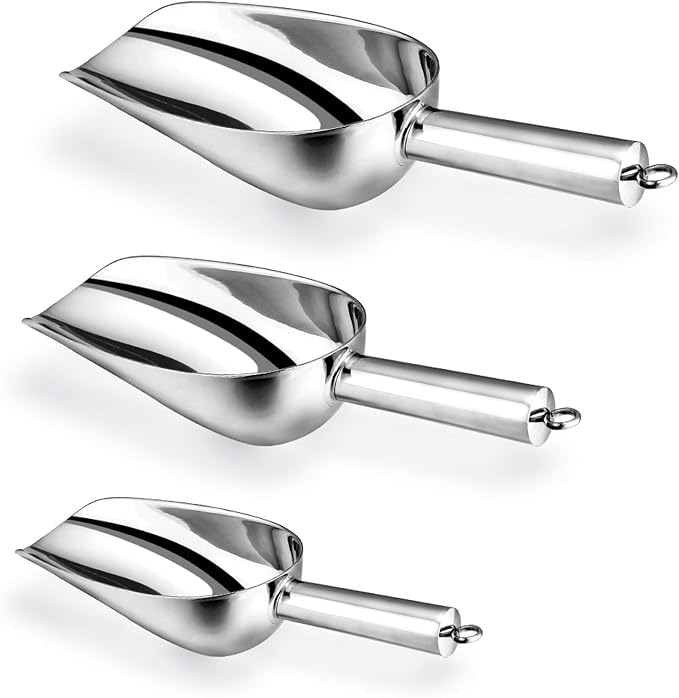 Ice Scoop, E-far Stainless Steel Kitchen Utility Scoop Set by E-far