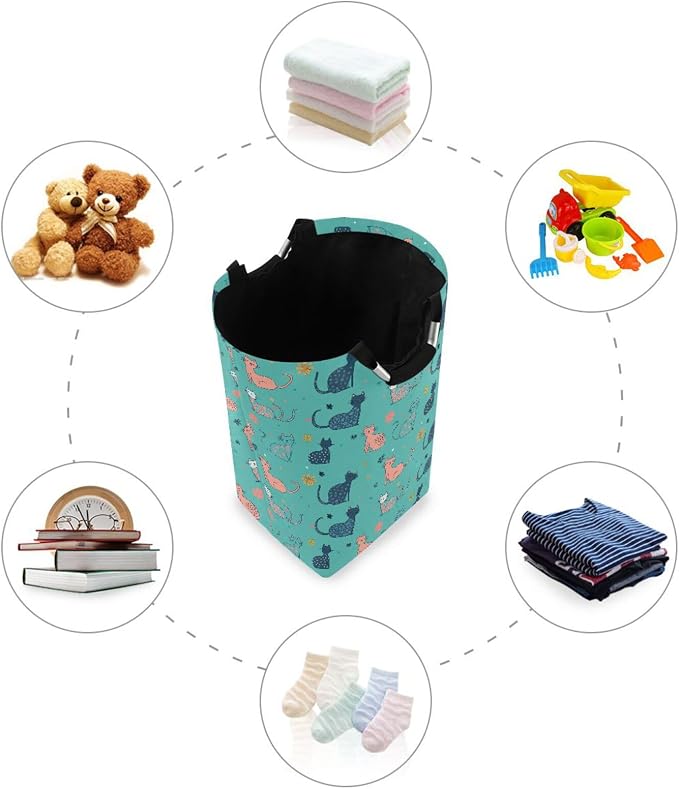 Sweet American Curlcats Turquoise laundry baskets collapsable and waterproof - Image 4