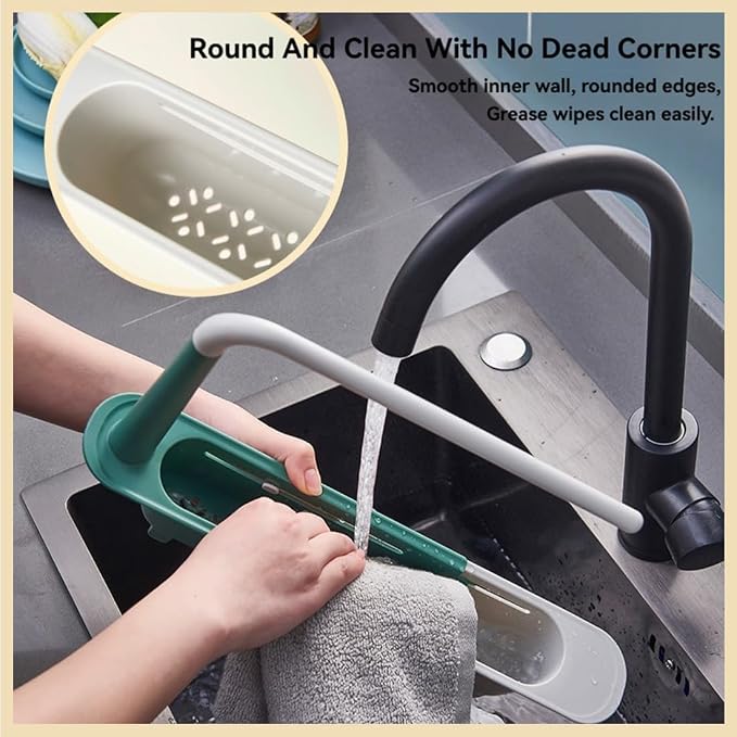 2026 Updated Telescopic Sink Storage Rack Adjustable, Kitchen Organizer Soap - Image 3