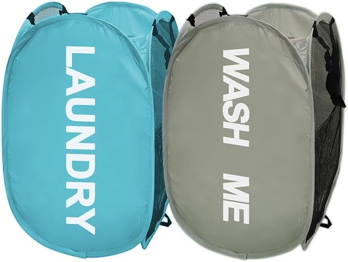 Mesh Popup Laundry Hampers, Collapsible Laundry Baskets, 2 Pack Dirty Clothes by Buenod