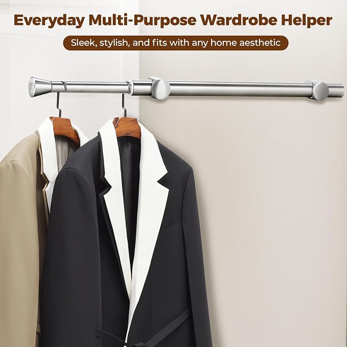 12" Pull-Out Valet Rod for Closet Organization, Add Extra Hanging Space 304 - Image 4