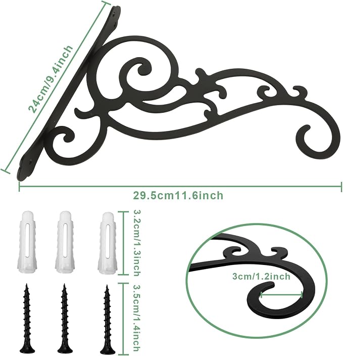2 Pcs Hanging Plant Bracket 12-Inch, Outdoor Indoor Wall Hook Hanging Plant - Image 2