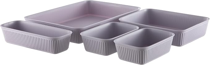 Superio Decorative Plastic Desk Drawer Organizer Tray, Lilac Purple Open Home - Image 3