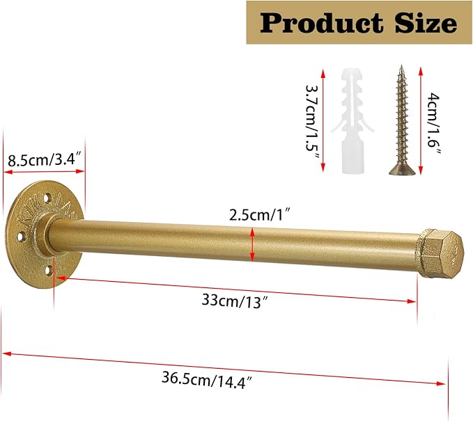 Sumnacon 2 Pcs 14 Inch Industrial Pipe Clothes Bar - Image 4