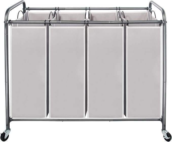 STO STO Laundry Sorter 4 Section, 4 Bag Clothes Hamper, Rolling Laundry Cart by STOSTO
