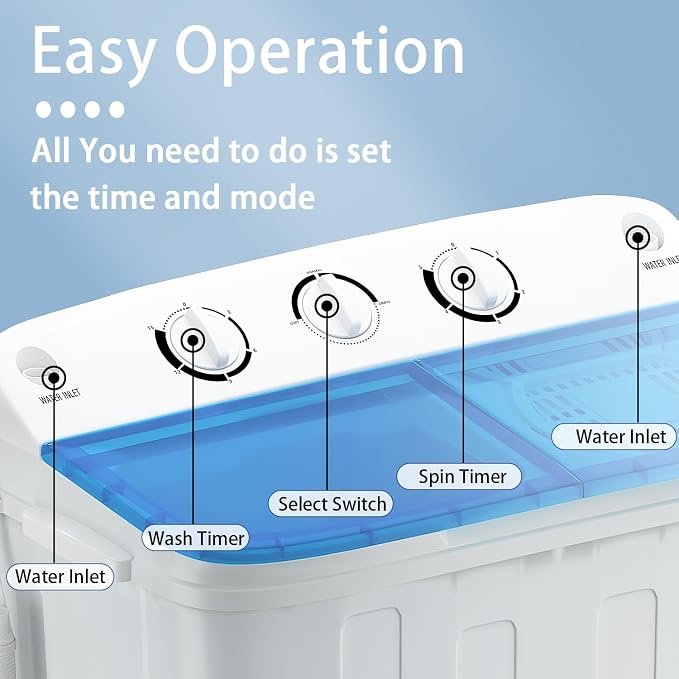 Portable Twin Tub 18lbs Washing Machine - Image 5