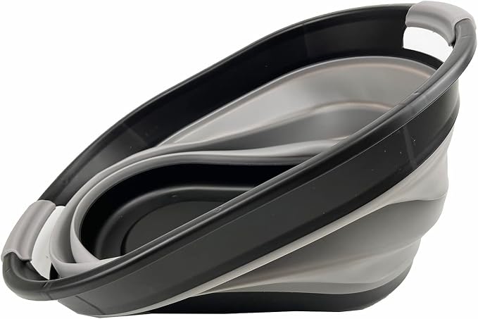 SAMMSAMMART 28L Set of 2 Oval Collapsible Plastic Laundry Basket - Image 5