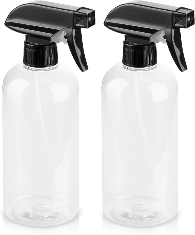 Bynccea Plastic Spray Bottles 2 Pack Clear Empty Spray Bottle 16oz 500ml Squirt by Bynccea