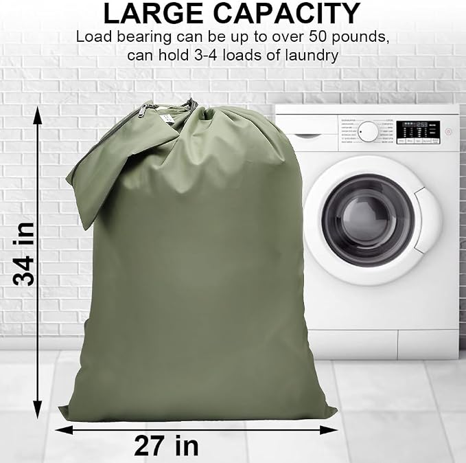 2 Pack Laundry Bag Backpack, 27” x 34”Sturdy Laundry Bag - Image 2
