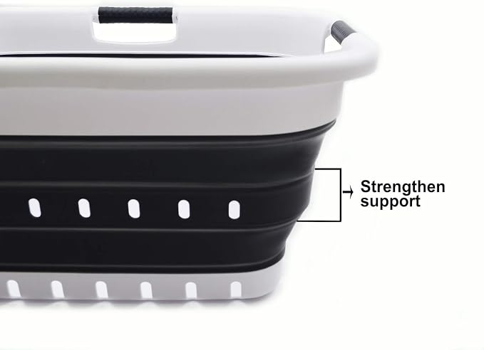 SAMMART 41L Set of 2 Collapsible 3 Handled Plastic Laundry Basket-Foldable Pop - Image 4