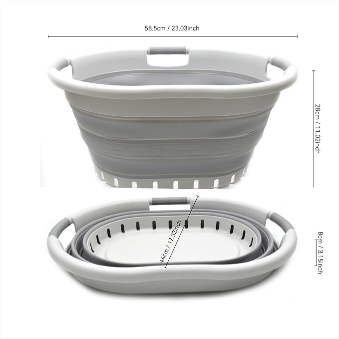 SAMMART 36L Collapsible Plastic 3 Handled Laundry Basket-Foldable Laundry - Image 4