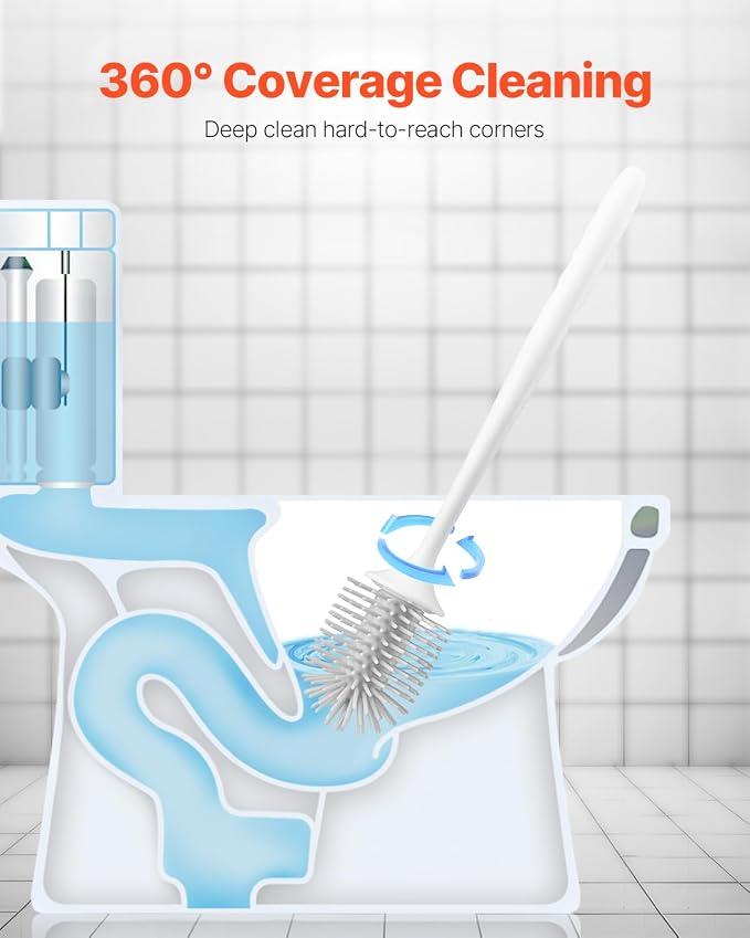 VEVOR Toilet Brush and Holder Set, Toilet Bowl Brush and Holder - Image 4