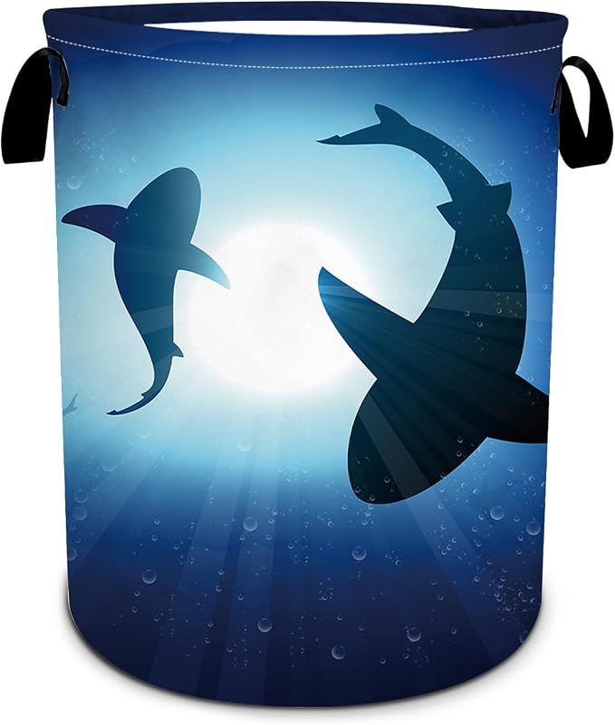 Floating Shark Laundry Basket, Sea Animals Laundry Hamper Foldable Waterproof by SLHFDKL