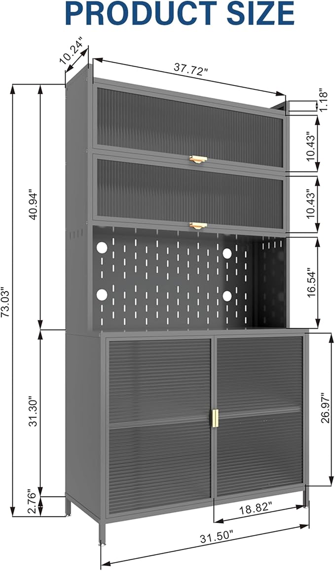 73" H Kitchen Pantry Cabinet, 6-Tier Flip Door Storage Cabinet - Image 3