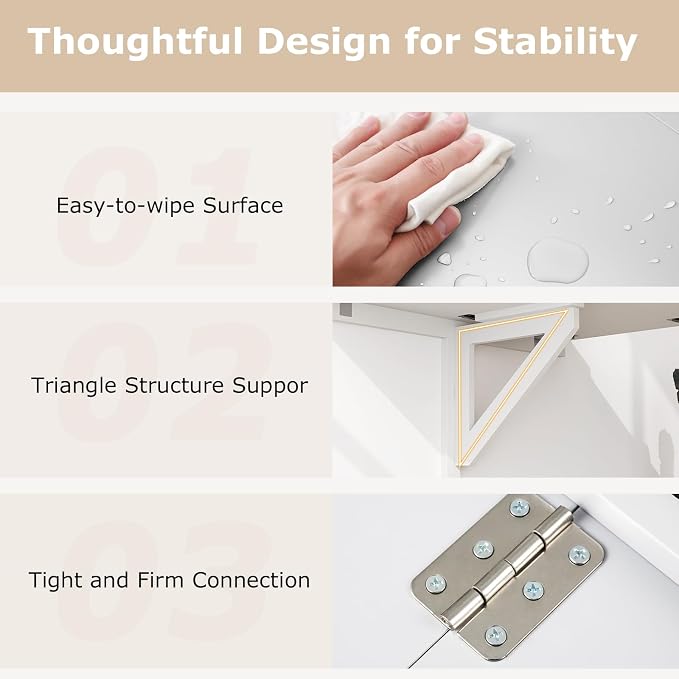 Giantex Wall Mounted Folding Table, 31.5" x 23.5" Wood Murphy Desk Drop-Leaf - Image 7